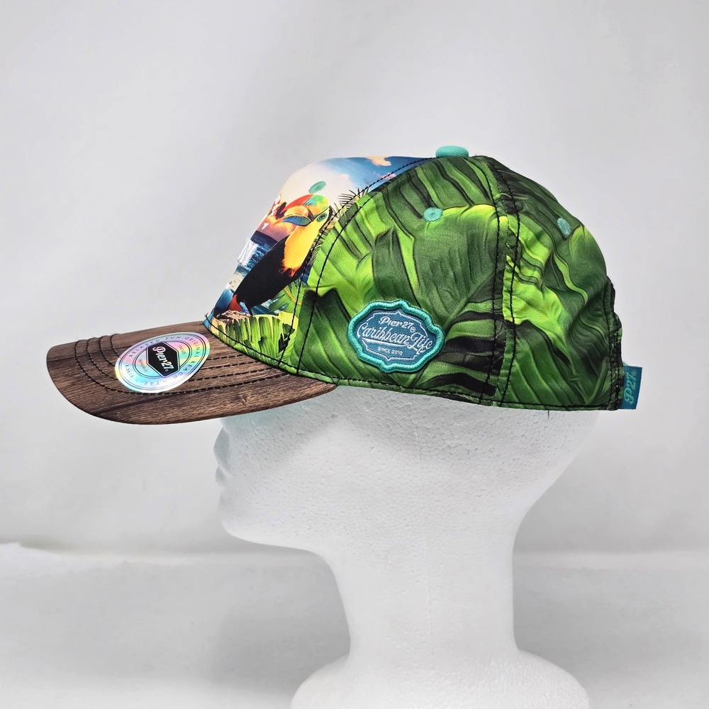 Pier 27 Cancun Beach Life Tropical Toucan Embroidered Baseball Cap Hat - Picture 2 of 12